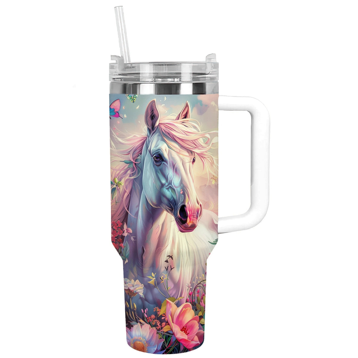 Shineful Tumbler Pink Floral Horse