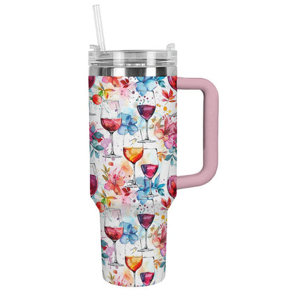 Shineful Tumbler Charming Wine With Floral