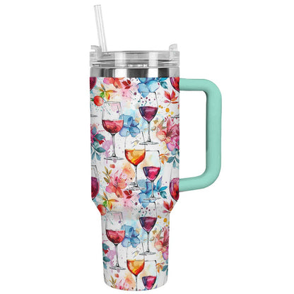 Shineful Tumbler Charming Wine With Floral