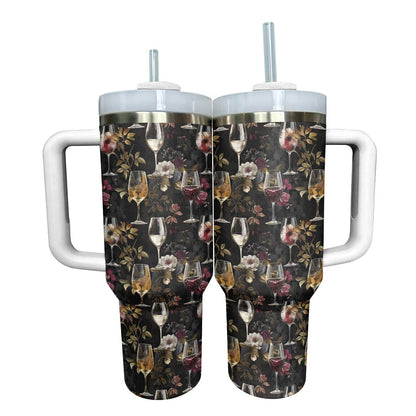 Shineful Tumbler Charming Wine With Flowers