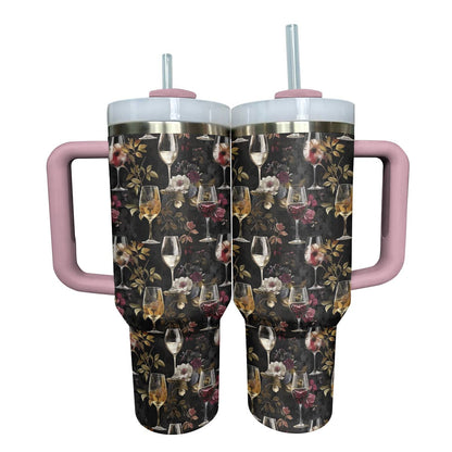 Shineful Tumbler Charming Wine With Flowers