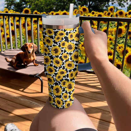 Sunflower Shineful Tumbler Sunflower Cow Pattern