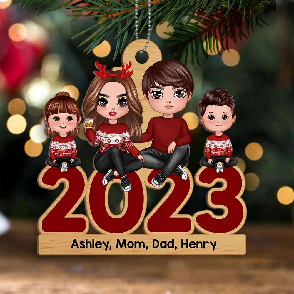 Family Sitting 2023 Christmas- Shinefulgift® Perzonalized Wooden Ornament