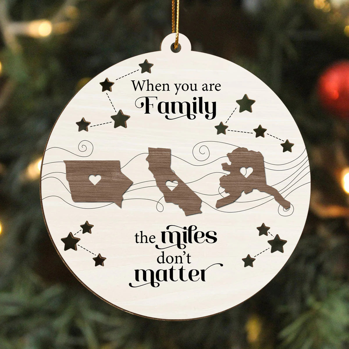 Shineful Long Distance Family Friends Siblings Sisters Besties Personalized 2-Layered Wooden Ornament