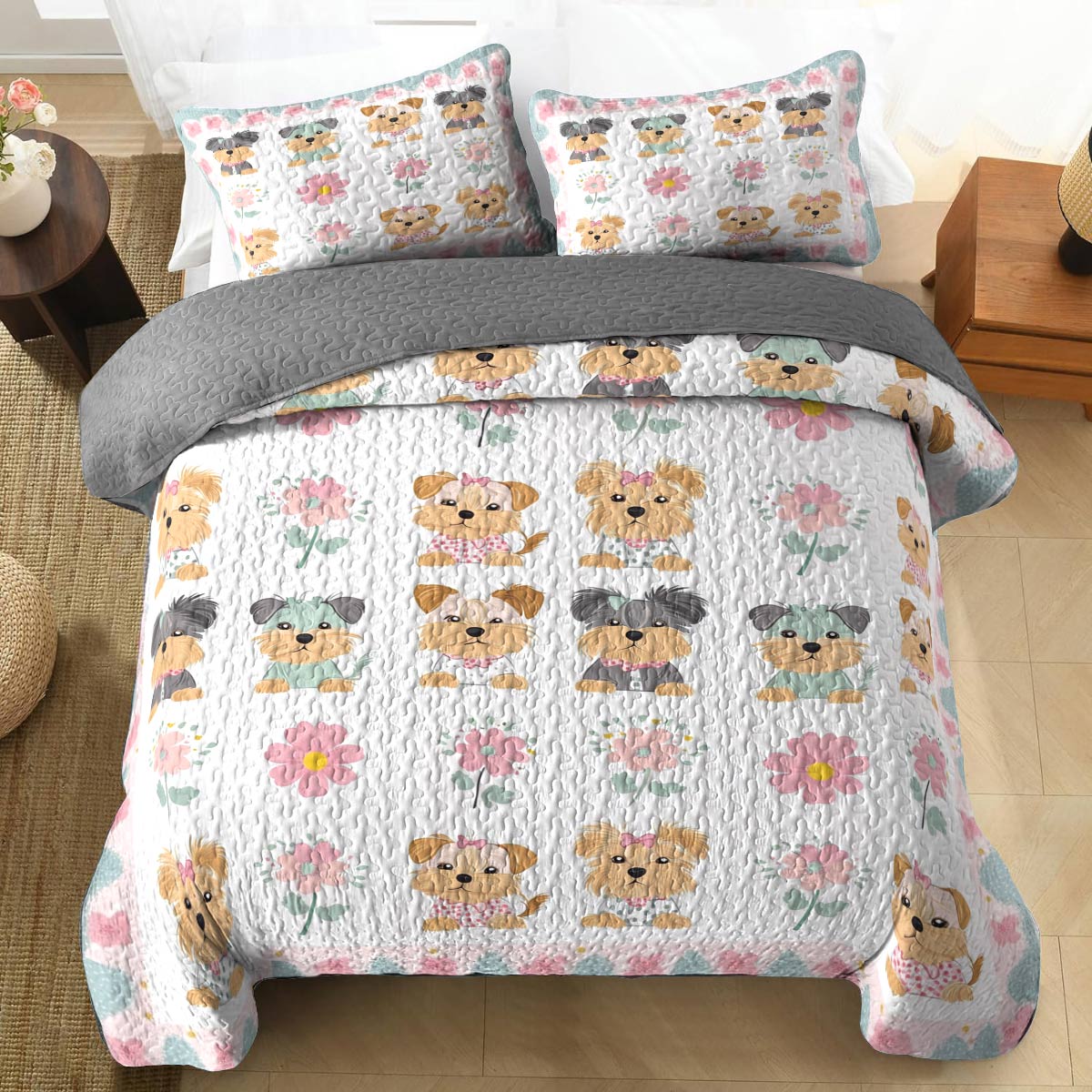 Shineful All Season Quilt 3-Piece Set Pretty Baby Yorkie