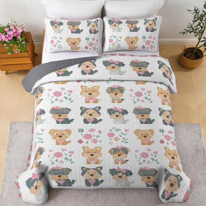 Shineful All Season Quilt 3-Piece Set Sweet Cute Yorkie