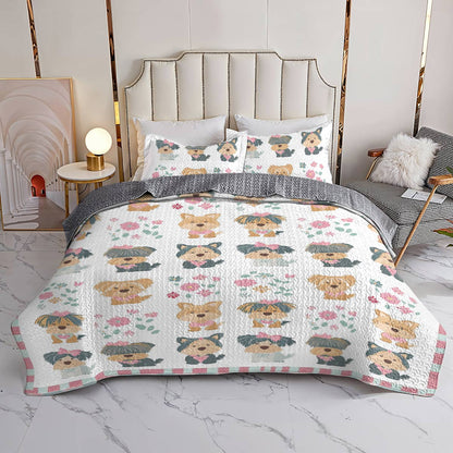 Shineful All Season Quilt 3-Piece Set Sweet Cute Yorkie