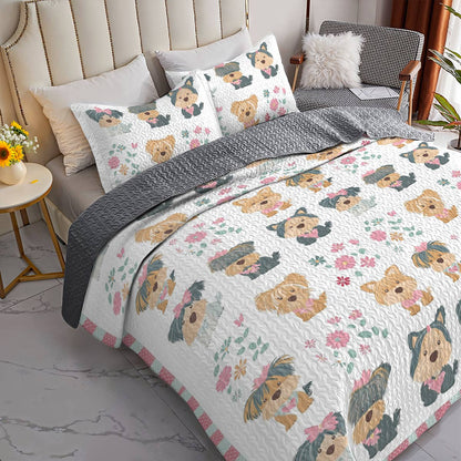 Shineful All Season Quilt 3-Piece Set Sweet Cute Yorkie