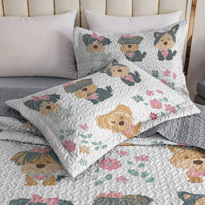 Shineful All Season Quilt 3-Piece Set Sweet Cute Yorkie