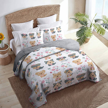 Shineful All Season Quilt 3-Piece Set Sweet Cute Yorkie