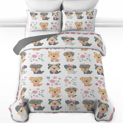 Shineful All Season Quilt 3-Piece Set Sweet Cute Yorkie