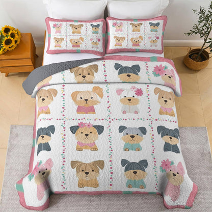 Shineful All Season Quilt 3-Piece Set Cuteness Overload Baby Yorkie