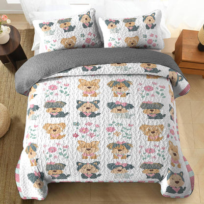 Shineful All Season Quilt 3-Piece Set Sweet Cute Yorkie