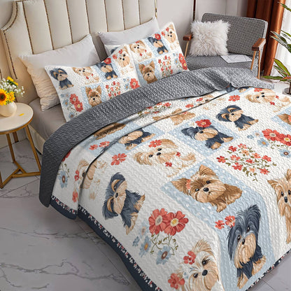 Shineful All Season Quilt 3-Piece Set Sweet Love Yorkie