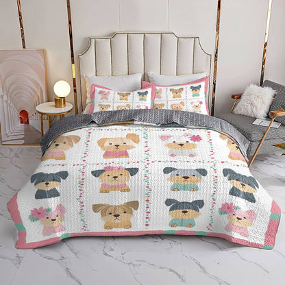 Shineful All Season Quilt 3-Piece Set Cuteness Overload Baby Yorkie