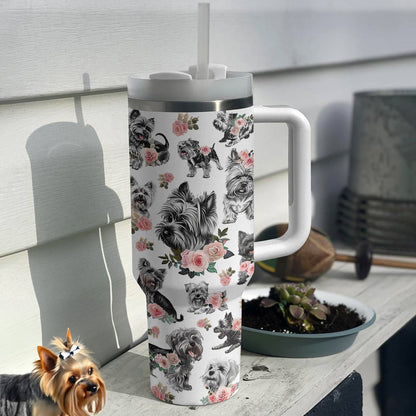 Shineful Tumbler Floral Yorkshire Terriers