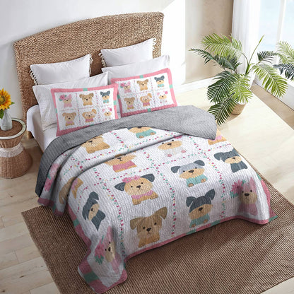 Shineful All Season Quilt 3-Piece Set Cuteness Overload Baby Yorkie