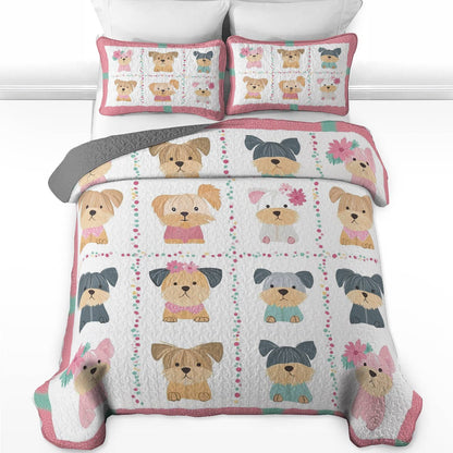 Shineful All Season Quilt 3-Piece Set Cuteness Overload Baby Yorkie