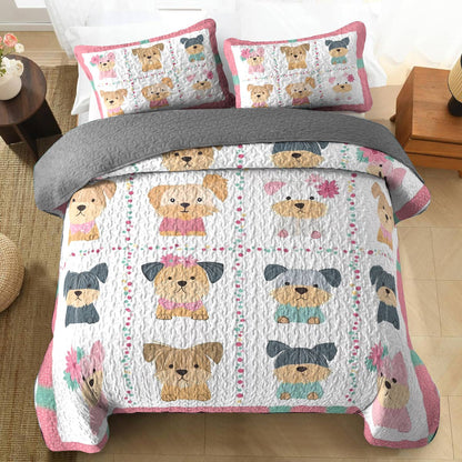 Shineful All Season Quilt 3-Piece Set Cuteness Overload Baby Yorkie