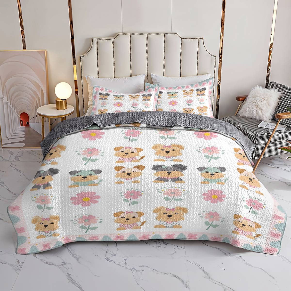 Shineful All Season Quilt 3-Piece Set Pretty Baby Yorkie