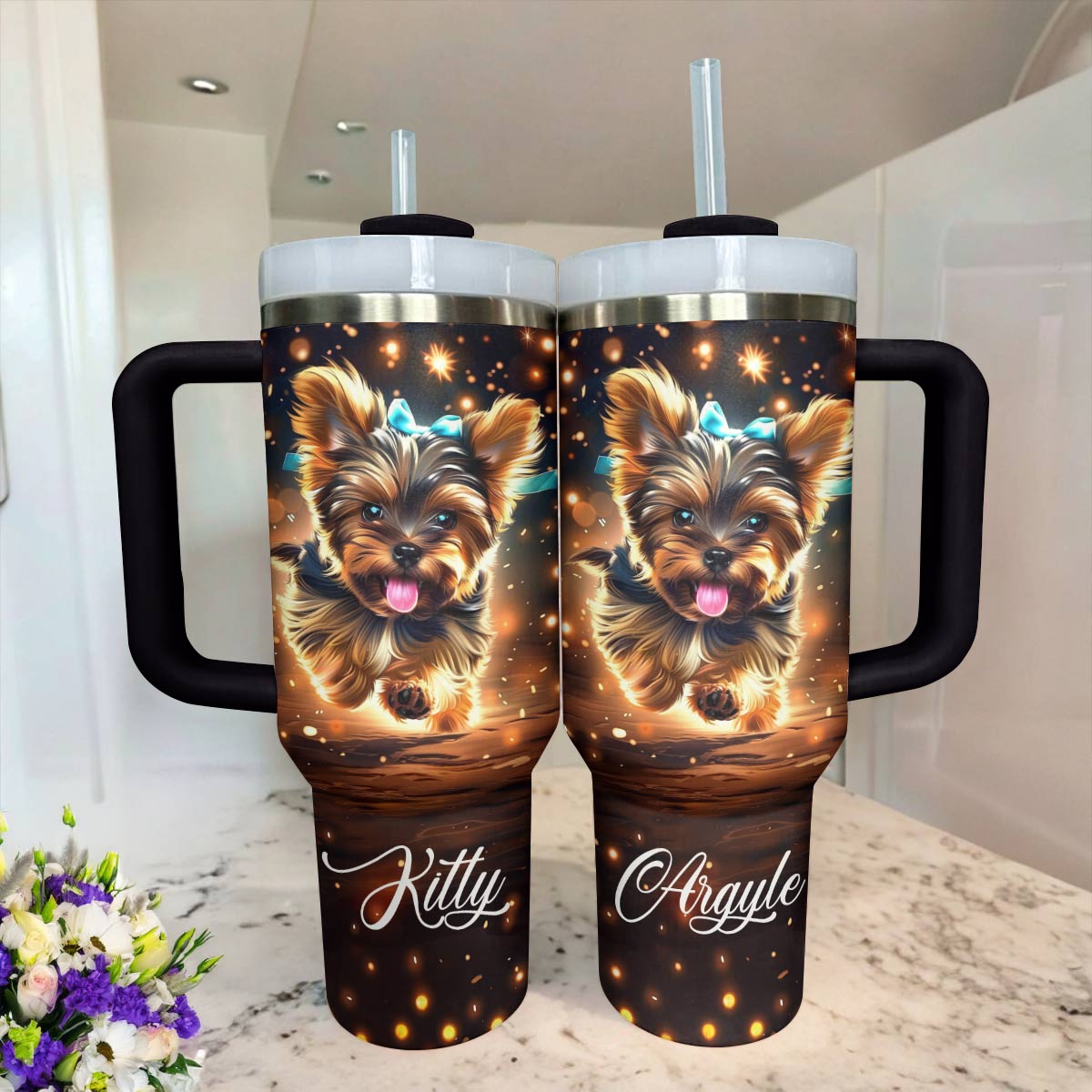 Shiny personalisierter Trinkbecher Luxury My Yorkie