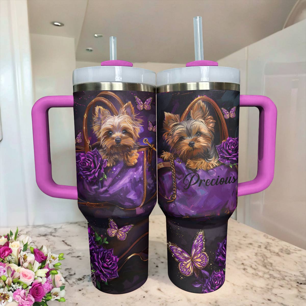 Shineful Personalized Tumbler Elegant Yorkie