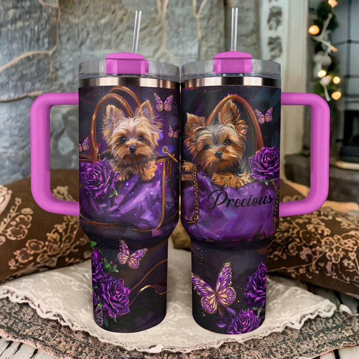 Shineful Personalized Tumbler Elegant Yorkie