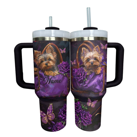 Glänzender personalisierter Becher Eleganter Yorkie