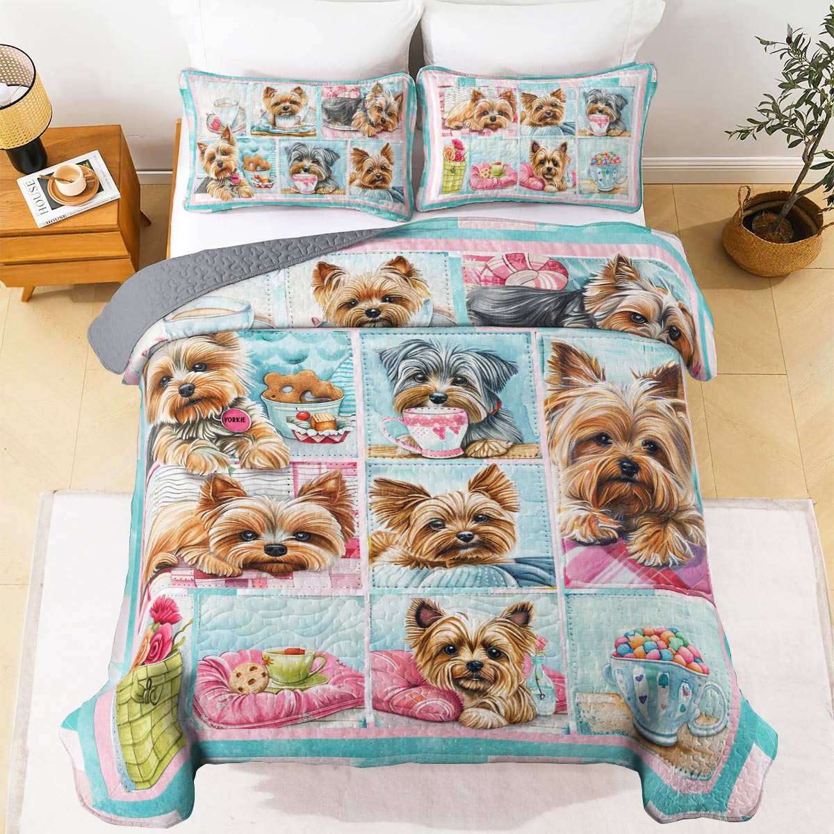 Shineful All Season Quilt 3-Piece Set Furry Friends Ver2