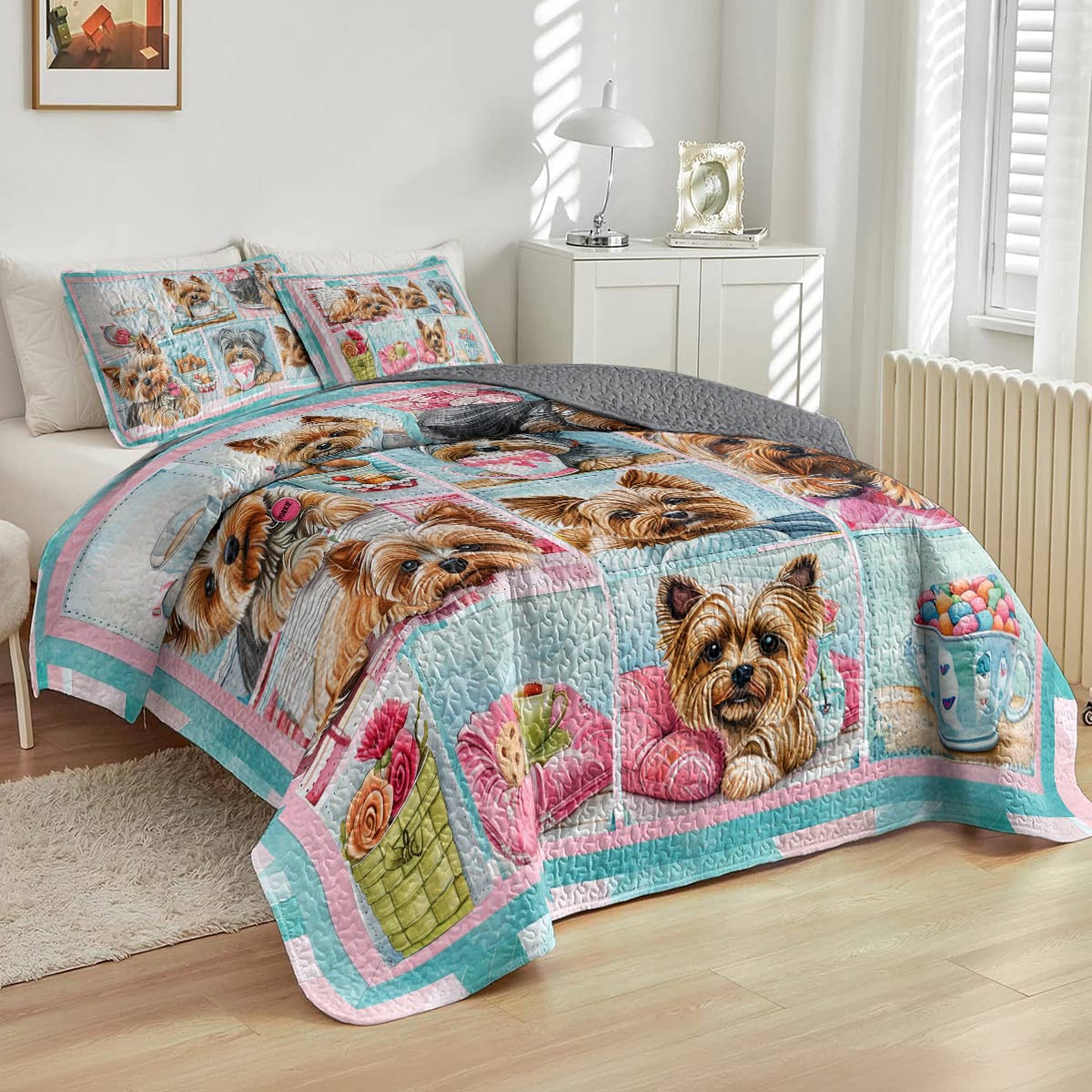 Shineful All Season Quilt 3-Piece Set Furry Friends Ver2