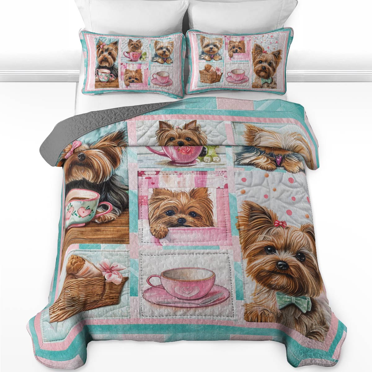 Shineful All Season Quilt 3-Piece Set Furry Friends Ver1