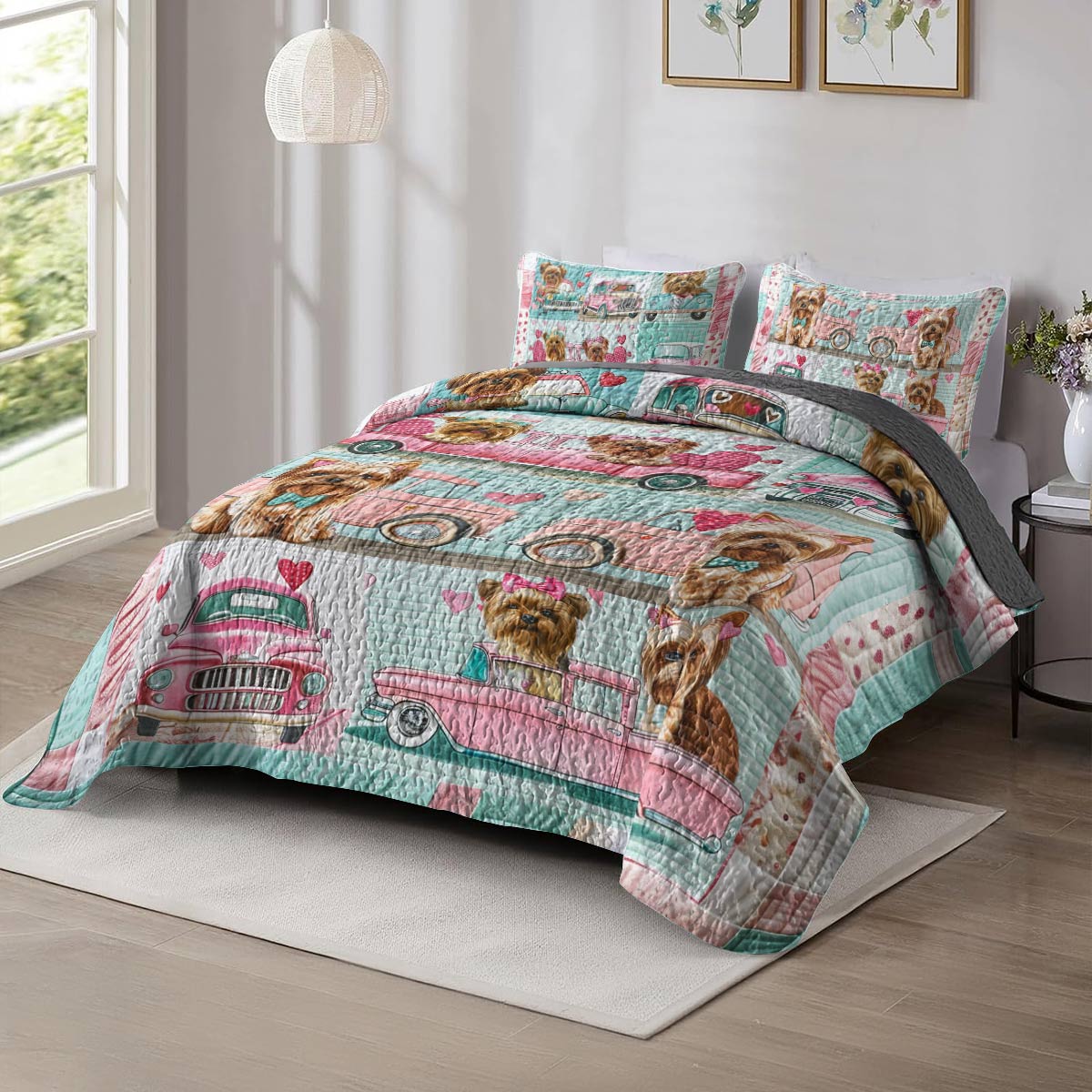 Shineful All Season Quilt 3-Piece Set Yorkie Joyride Ver2