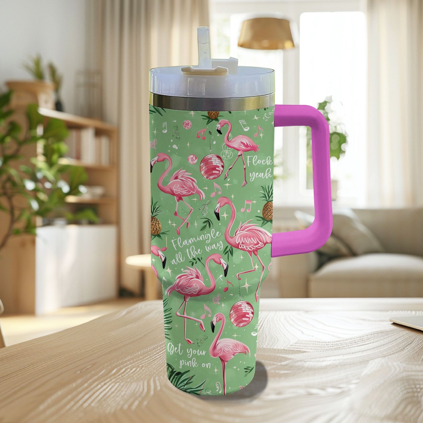 Strahlender Tumbler Disco Dancing Flamingo