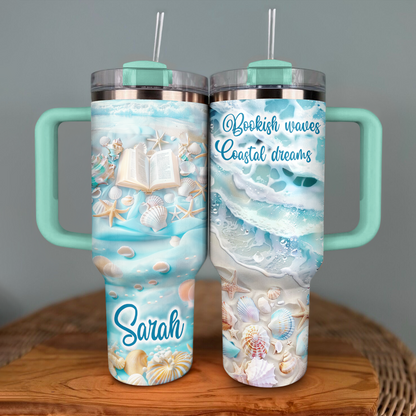 Shineful Personalized Tumbler Bookish Waves Coastal Dreams