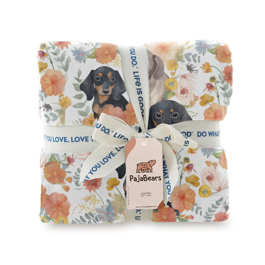 Dachshund Pajabear® Fleece Blanket Floral Nl09