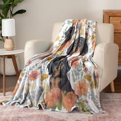 Dachshund Pajabear® Fleece Blanket Floral Nl09