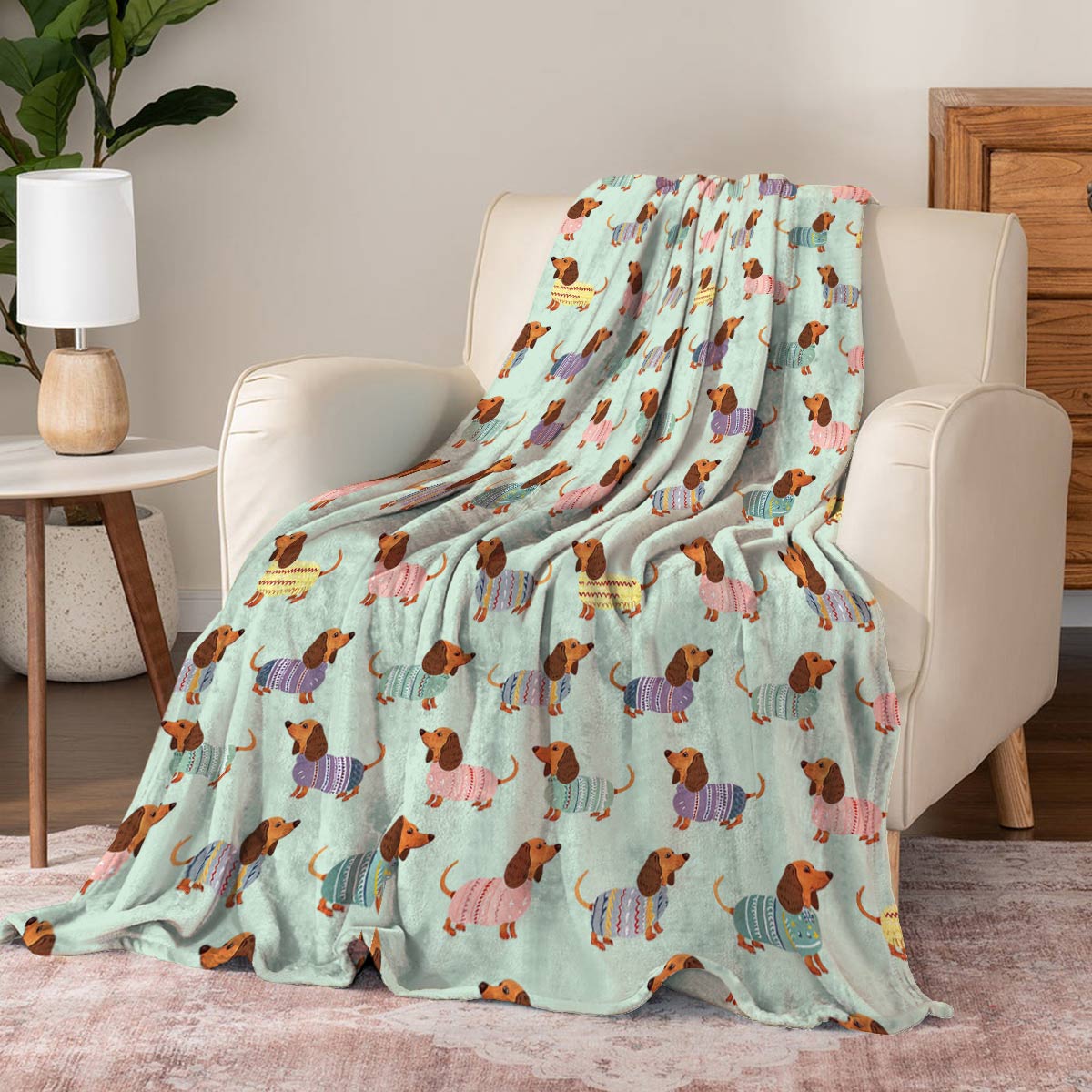 Dog Pajabear® Fleece Blanket Colorful Dachshunds Lk8