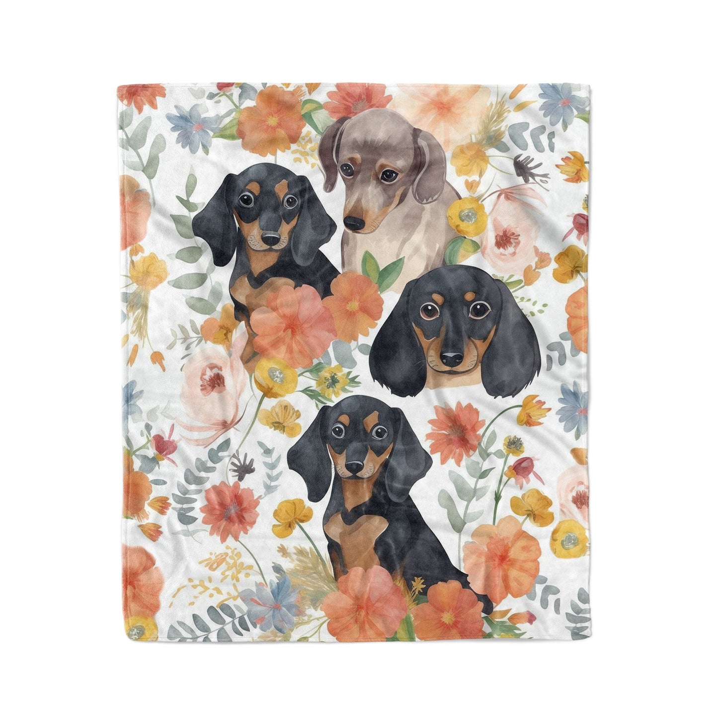 Dachshund Pajabear® Fleece Blanket Floral Nl09 Medium - 50X60In / White