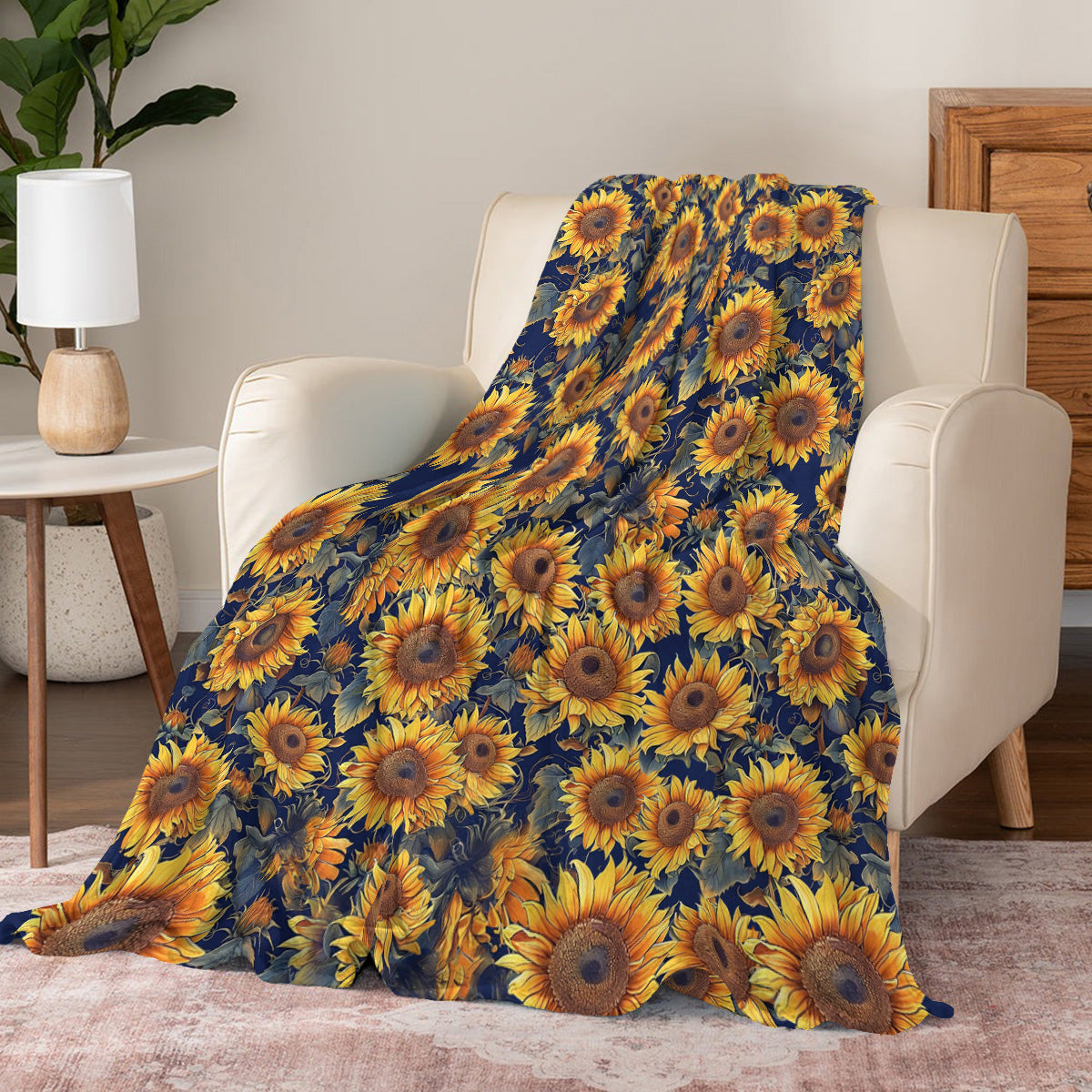 Sunflower Pajabear® Fleece Blanket Gorgeous Sunflowers Mn8