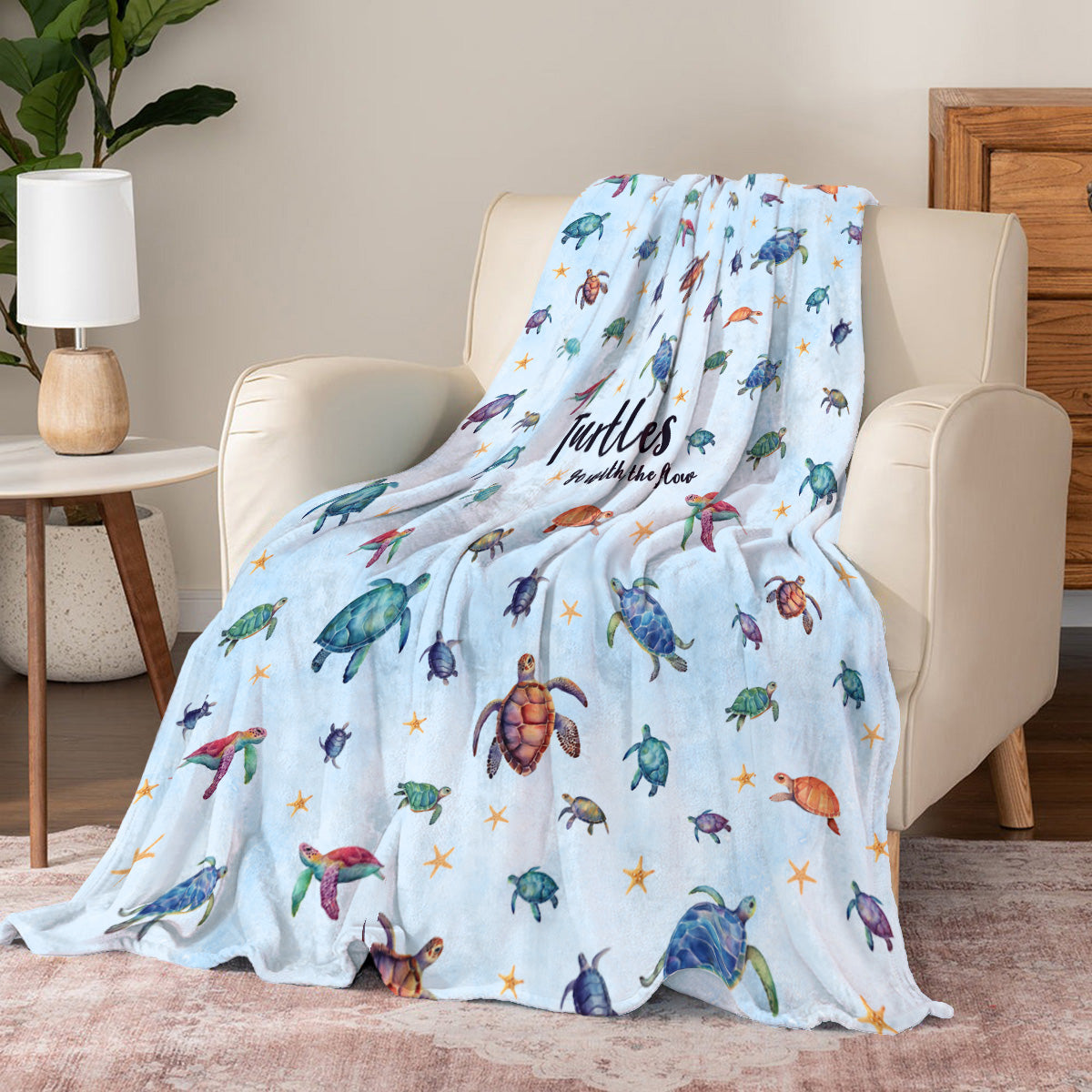 Sea Turtle Pajabear® Fleece Blanket Go The Flow Mn8